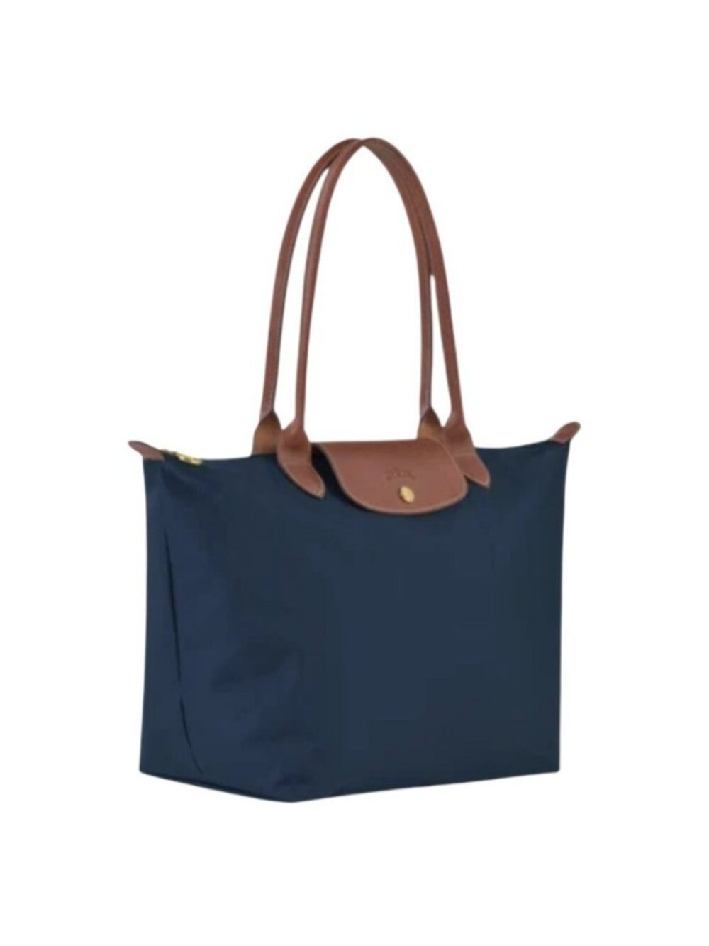 Longchamp Le Pliage Women's Medium Navy Nylon Leather Tote Bag NWOT - Picture 2 of 16